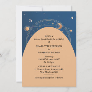 Convite Noite Estrelada Céu Casamento Celestial