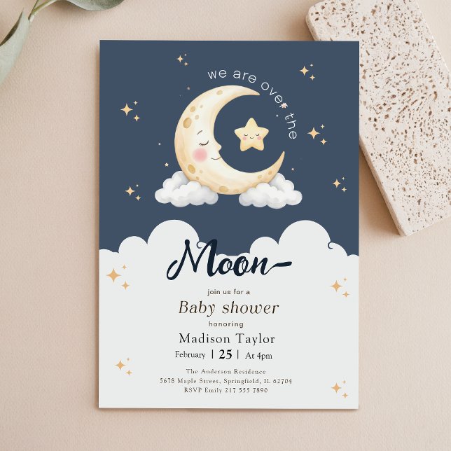 Convite Noite Estrelada Mística Céu Lua Chás de Bebê (Criador carregado)