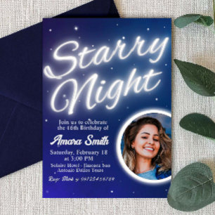 Convite Noite Estrelada - Sob as Estrelas com Foto