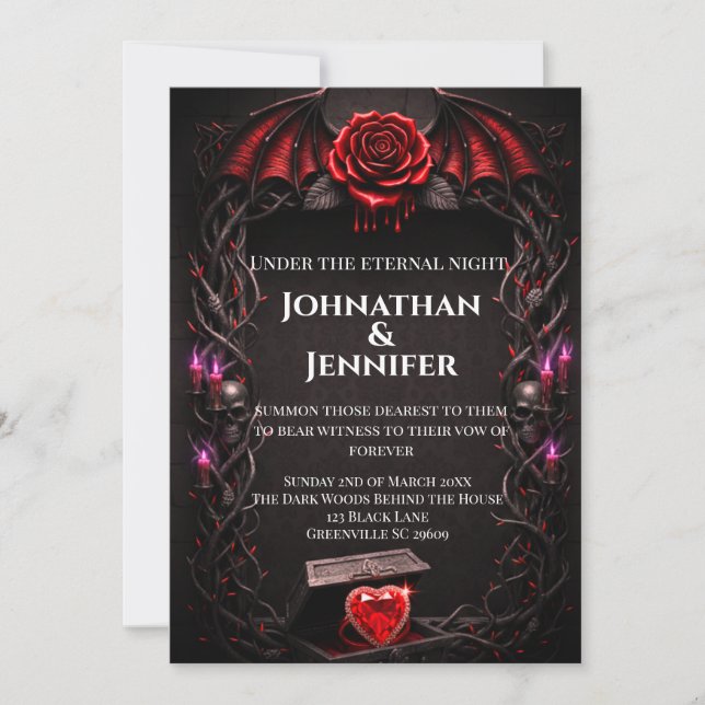 Convite Noite Eterna Casamento de Vampiro Gótico Romance S (Frente)