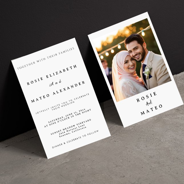 Convite Noite Formal Com Casamento Único E Elegante (Photo invitation)