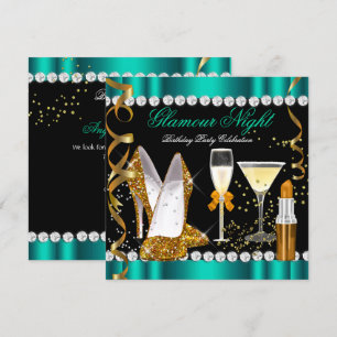 Convite Noite Glitter Glamour Jade Dourado Preto Festa 2