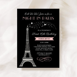 Convite Noite na Torre Eiffel em Paris Doce 16 Aniversário