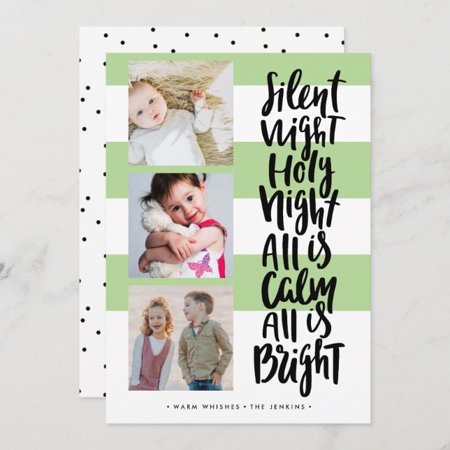 Convite Noite Silenciosa, três feriados de Natal Verde (Frente/Verso)