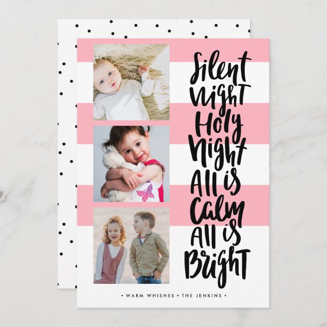 Convite Noite Silenciosa, três feriados | Rosa (Frente/Verso)