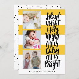 Convite Noite Silenciosa três fotos feriados Natal Amarelo