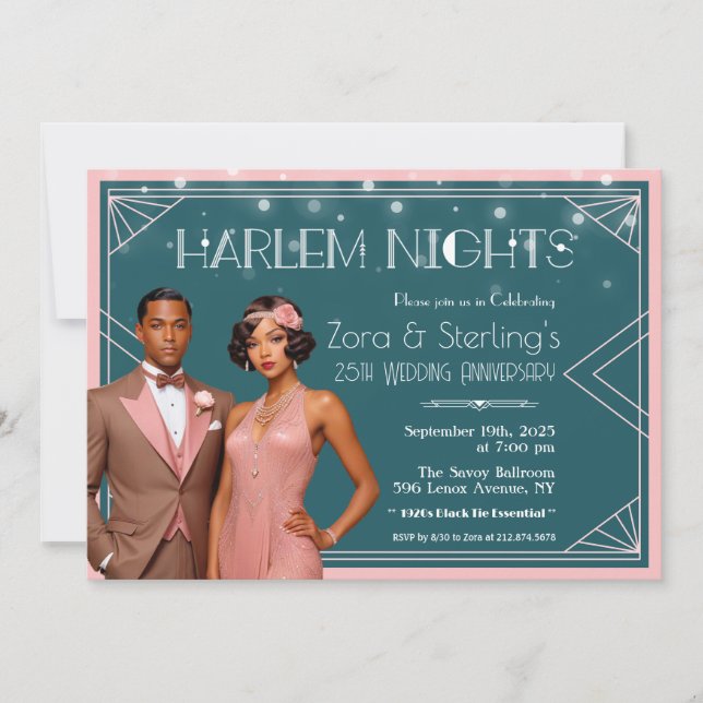 Convite Noites de Harlem Casamento Aniversário Afro-Americ (Frente)