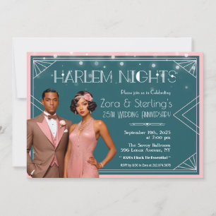 Convite Noites de Harlem Casamento Aniversário Afro-Americ