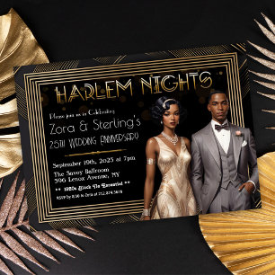 Convite Noites de Harlem Casamento Aniversário Afro-Americ
