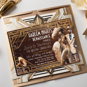 Convite Noites de Harlem Gatsby anos 20 Afro-Americano