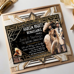 Convite Noites de Harlem Gatsby anos 20 Afro-Americano