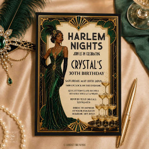 Convite Noites de Harlem Rugindo Anos 20 Art Deco Esmerald