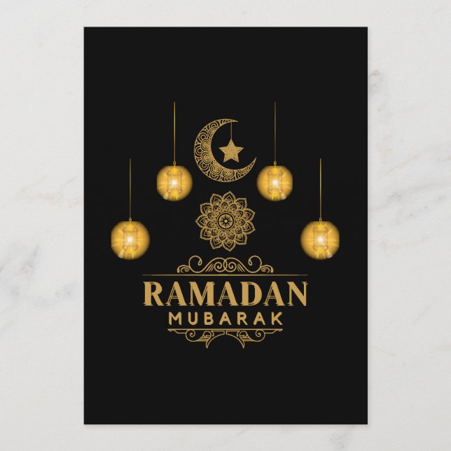 Convite Noites Elegantes do Ramadão - Eid Mubarak Feriado  (Frente)