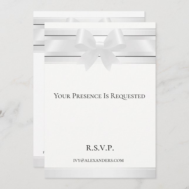 Convite Noites em White Satin sobre White Formal Invitatio (Frente/Verso)