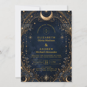 Convite Noites Estreladas Elegantes Casamento Celestial