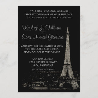 Convite Noites no casamento de Paris