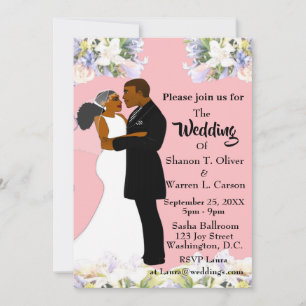 Convite Noiva Afro-Americana E Casamento Floral Da Groom I