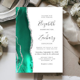 Convite Noiva Ágata Prateada Verde Seafoam Moderna