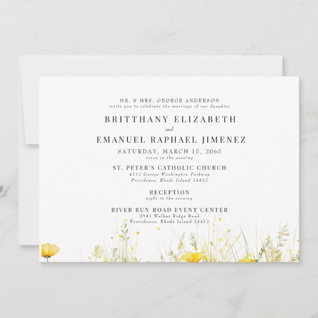 Convite Noiva Amarela Parentes 2 Casamento de Local (Frente)