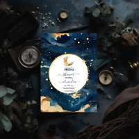 Noiva Aquarela Azul e Dourado Místico à Meia-Noite
