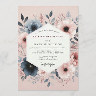 Convite Noiva Aquarela Blush Slate