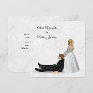 Convite Noiva Arrastando o Noivo Humor de Casamento