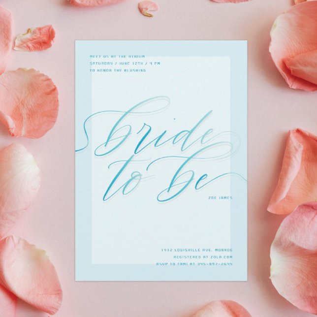 Convite Noiva azul a ser | Chá de panela de Script Moderno (Criador carregado)