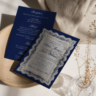 Convite Noiva Azul Royale Old Money Tudo em Um Casamento