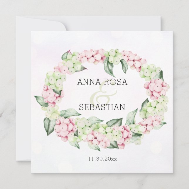 Convite *~* Noiva Boho Baga de Neve de Inverno RSVP AR12 Q (Frente)