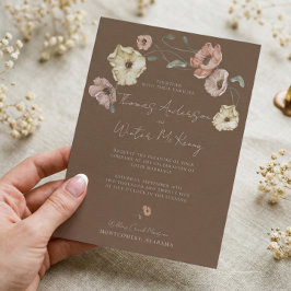 Convite Noiva Boho Floral Aquarela Papoula Islandesa