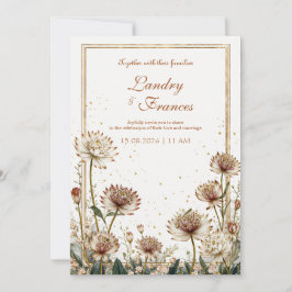 Convite Noiva Botânica Creme Astrantia Dourada