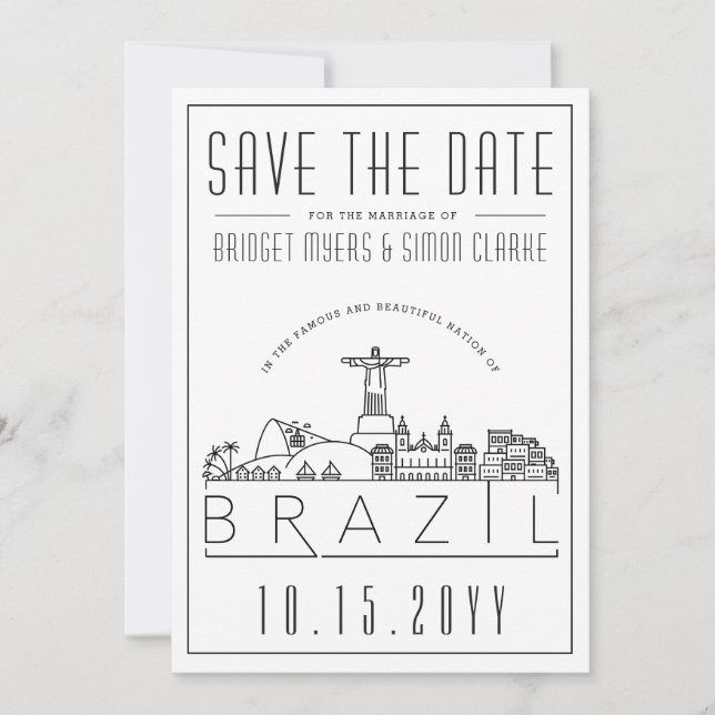 Convite Noiva Brasil Silhueta Estilizada do Céu Salve a Da (Frente)