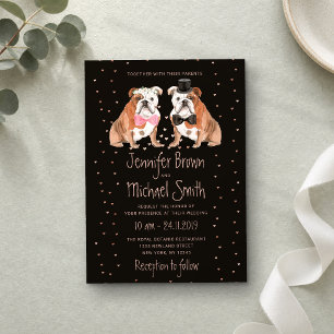 Convite Noiva Bulldog Inglês Noivo Casamento Cães Preto