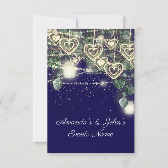 Convite Noiva Casamento Rústico Madeira Dourado Azul Real  (Verso)