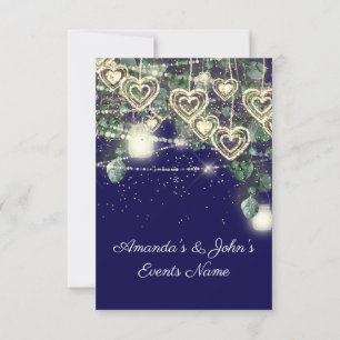Convite Noiva Casamento Rústico Madeira Dourado Azul Real
