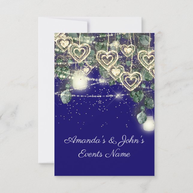 Convite Noiva Casamento Rústico Madeira Dourado Azul Real (Verso)