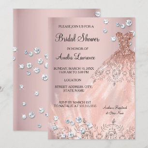 Convite Noiva Chic vestido rosa blush Bridal Shower Diaman