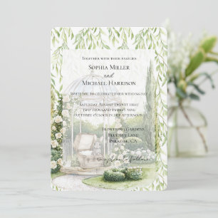 Convite Noiva Coelho Floral Branco Folhas Verdes Amor Casa