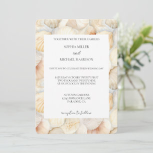 Convite Noiva Conchas de Mar Creme Marfim Praia Casamento