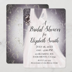 Convite Noiva Corada Roxo Moderno Luxo Chá de Noiva