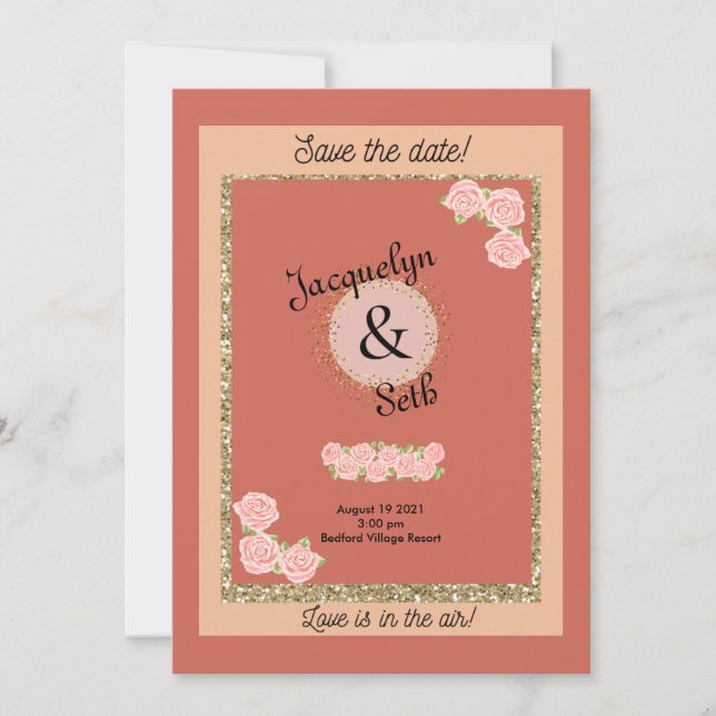 Convite Noiva Corada Save the Date Floral Roxo (Frente)
