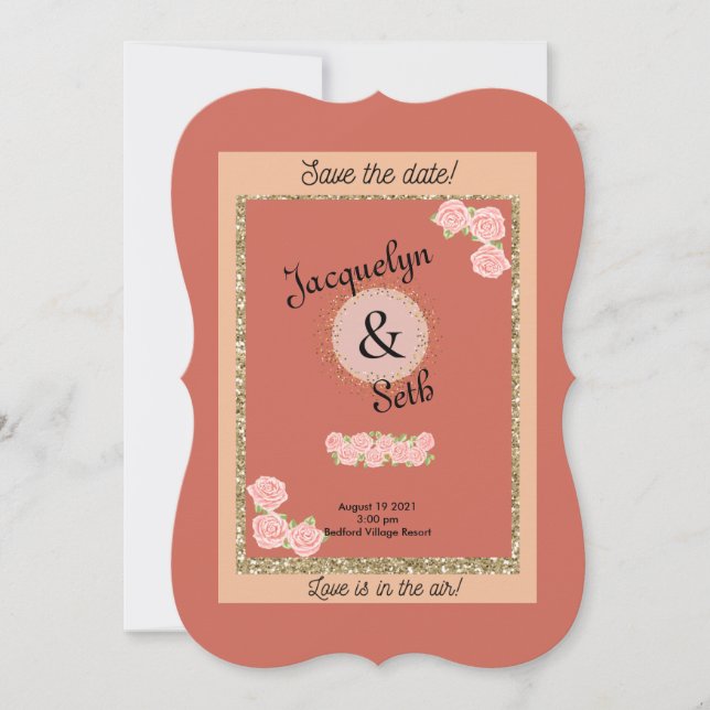 Convite Noiva Corada Save the Date Floral Roxo (Frente)