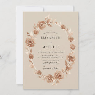 Convite Noiva Coroa de Ouro Taupe Casamento