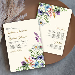 Convite Noiva Creme Tudo em Um Flor de Campo Boho