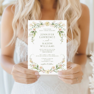 Convite Noiva Cremosa Floral Primavera Verão Casamento