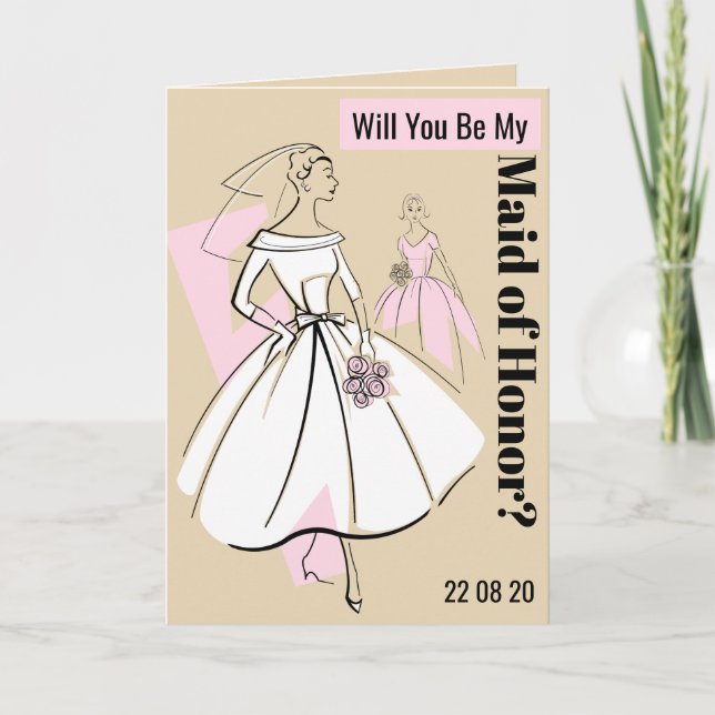Convite Noiva da Moda Neutral Minha Madrinha de casamento  (Frente)