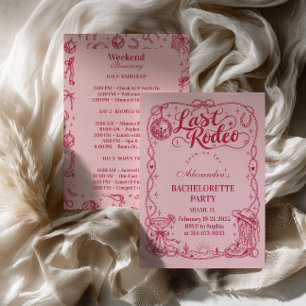 Convite Noiva da Última Festa de Rodeio Coquete Disco Rosa