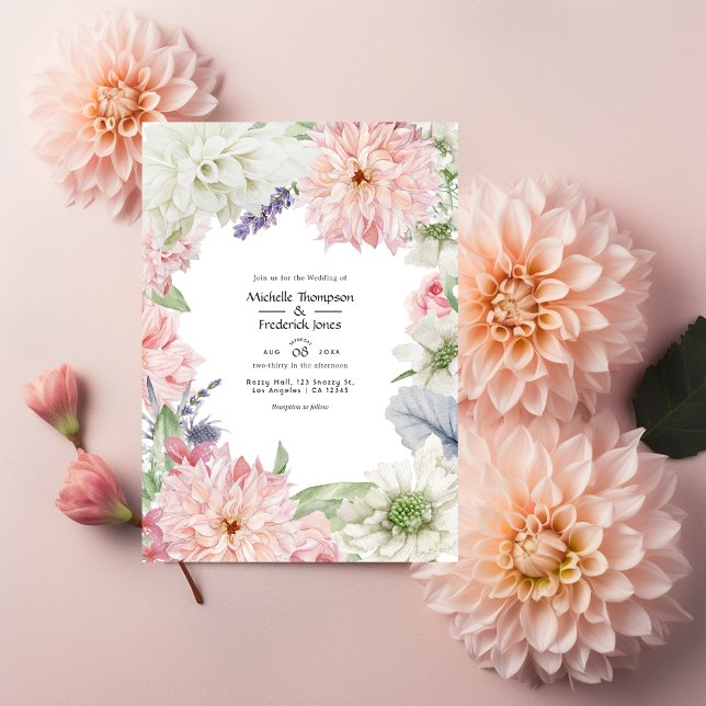 Convite Noiva Dahlia Rosa Pastel Bege (Criador carregado)
