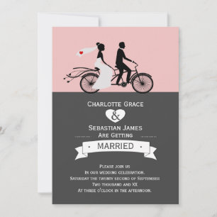 Convite Noiva De Bicicleta De Tandem Bonita E Casamento De
