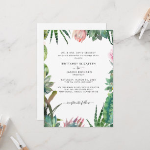 Convite Noiva de Cacto Tropical Pais Listados Casamento
